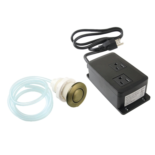 Dual Outlet Garbage Disposal Air Switch Kit, Antique Brass